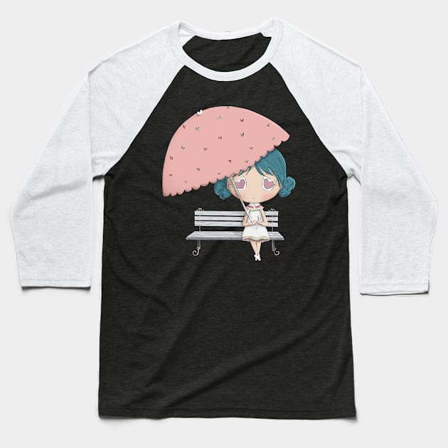 Girl On A Bench Baseball T-Shirt by Lmay